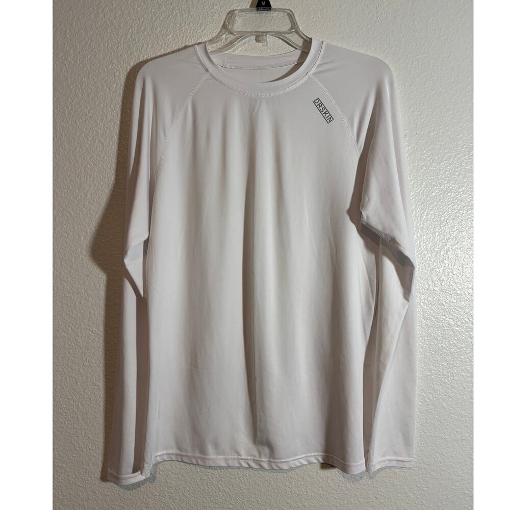 DRSKIN Men's Size M Compression Shirt Long Sleeve Sports Baselayer Workout White